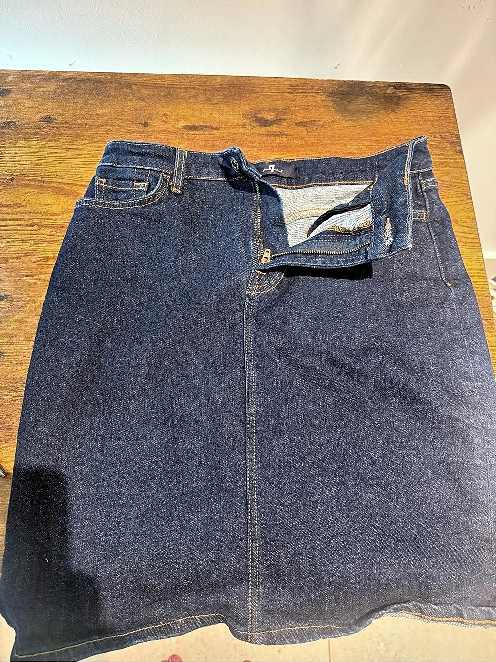 7 For All Mankind Denim Mini Skirt Blue